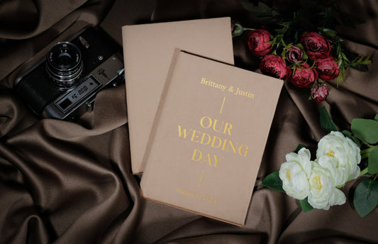 Customized His & Her Vow Books, Rustic Wedding Vow Cases, Gold Foil Lettering 1 Vow Book or Set of 2, Personalized Marriage Vows Books