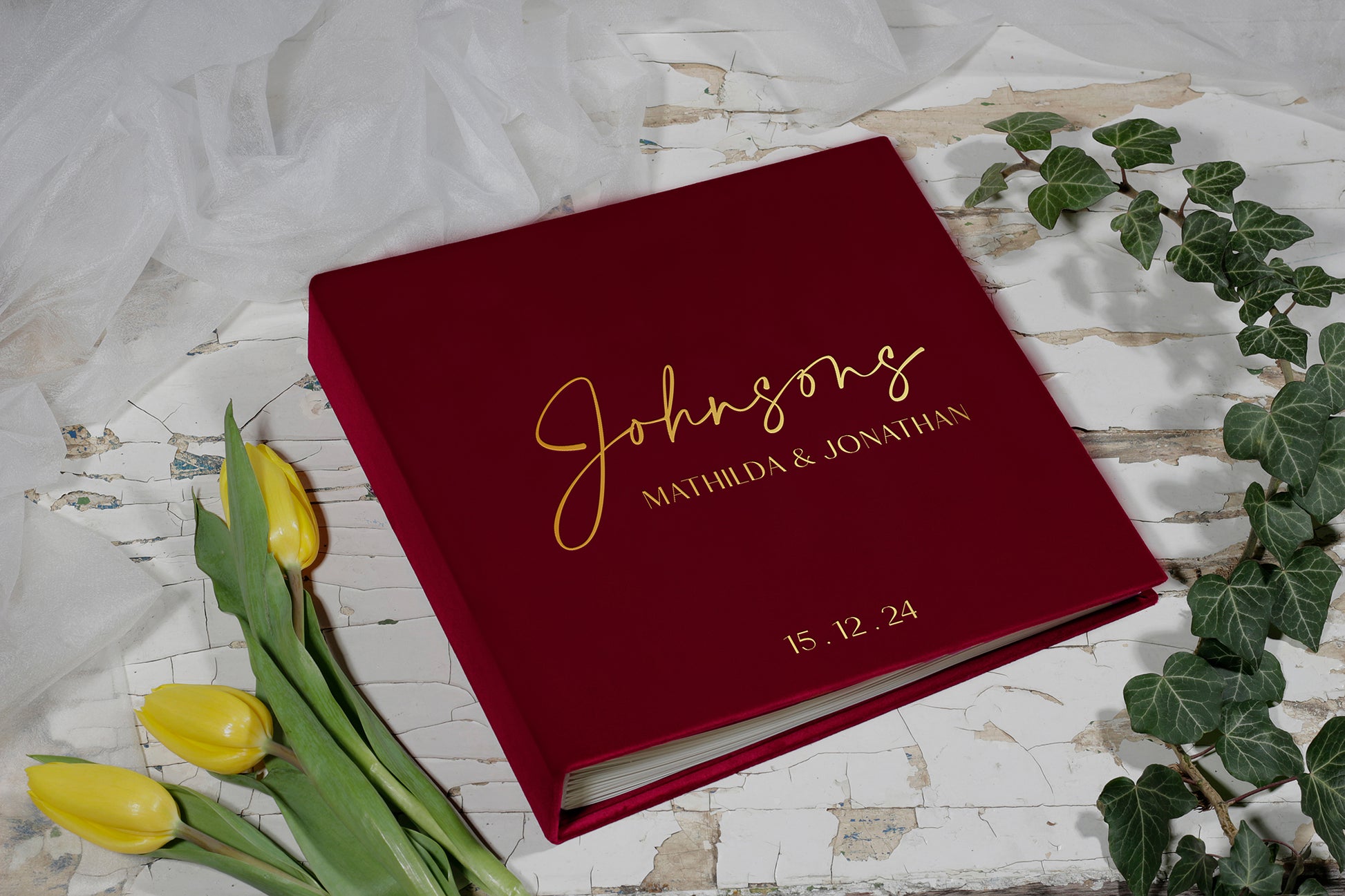 Guest book with personalized cover, wedding photo album, velvet photo book / scrapbook album, Instax photo booth album, custom photo book