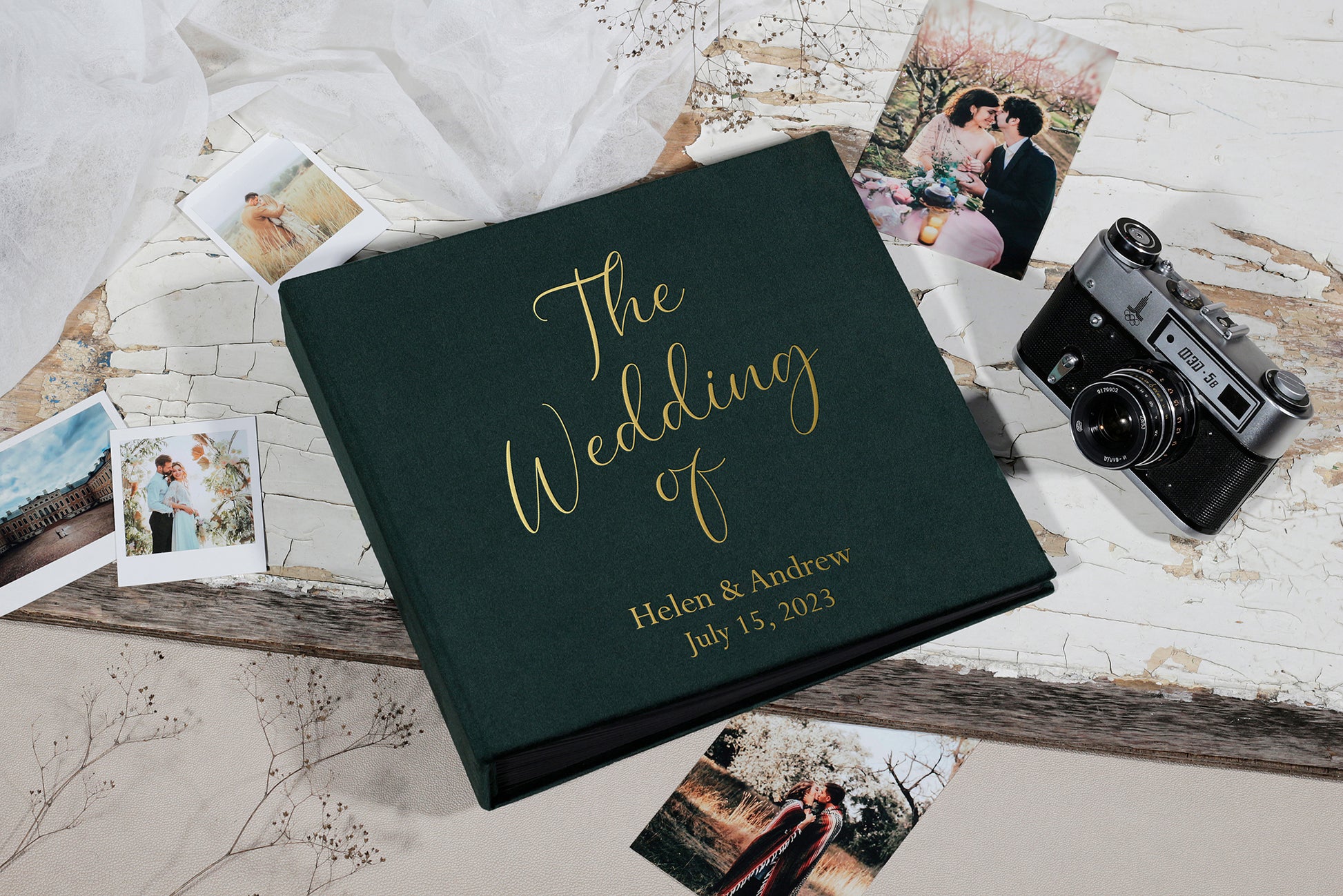 Guest book with personalized cover, wedding photo album, velvet photo book / scrapbook album, Instax photo booth album, custom photo book