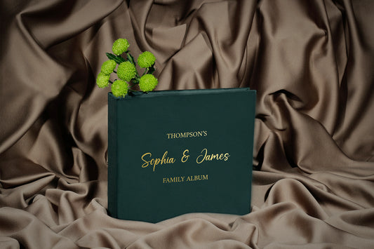 Green Family Album - Other Colors Also Available, Customized Instax Mini/Wide/Square Wedding Guest Book Photo Album Made Of Velvet/Eco Suede