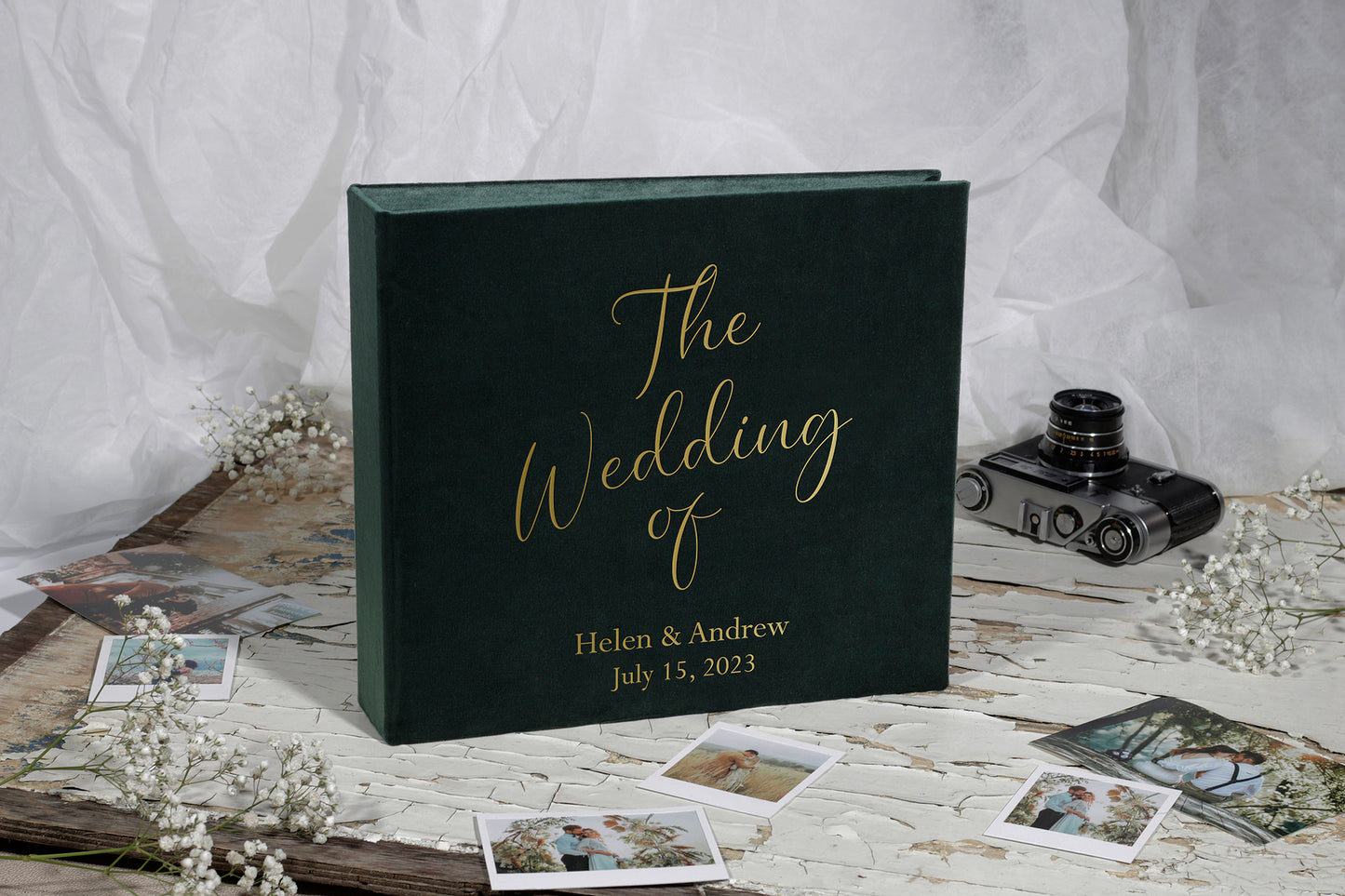 Guest book with personalized cover, wedding photo album, velvet photo book / scrapbook album, Instax photo booth album, custom photo book