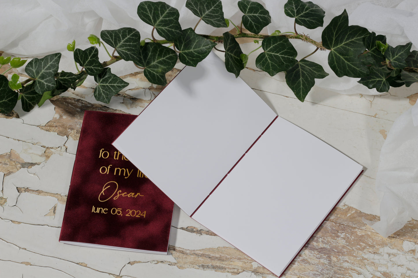 His and Her Velvet Paper Vow Books, Personalized Wedding Vows Booklets, Custom Set of 2 Vow Cases, Modern Vows Books For Bride & Groom