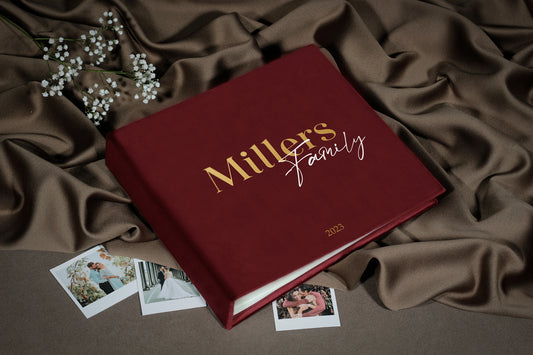 Red Instax Square / Wide / Mini and Polaroid Family Photo Album With Pockets and Personalized Cover, Keepsake Wedding Memory Guest Book