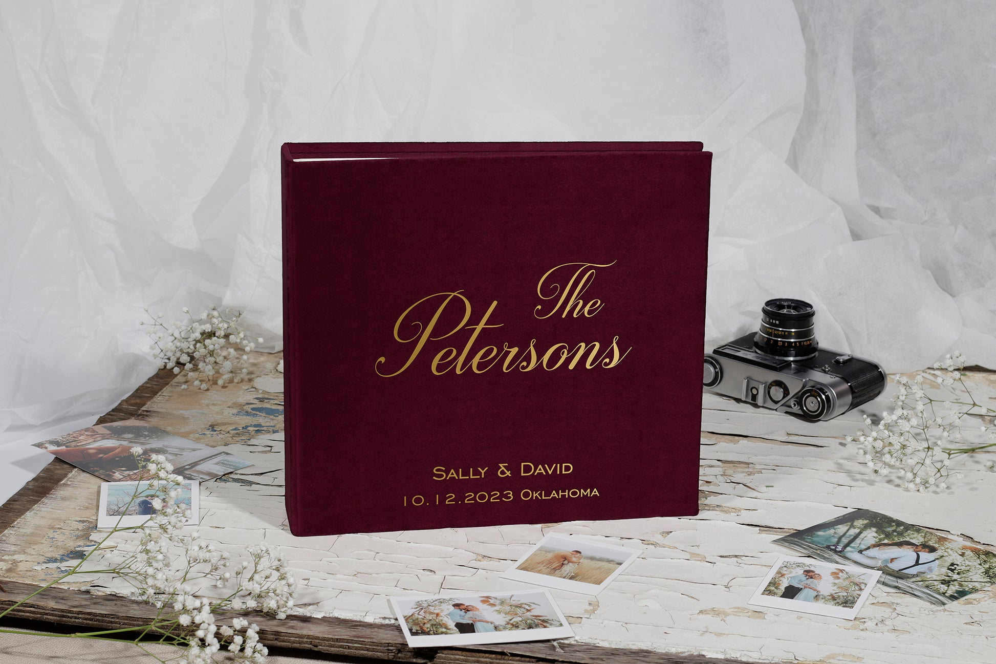 Guest book with personalized cover, wedding photo album, velvet photo book / scrapbook album, Instax photo booth album, custom photo book