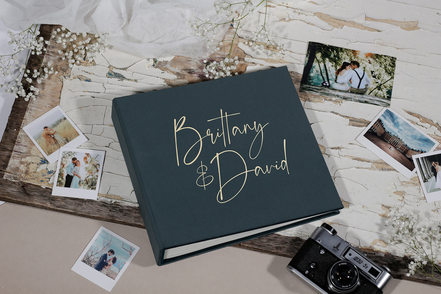 Guest book with personalized cover, wedding photo album, velvet photo book / scrapbook album, Instax photo booth album, custom photo book