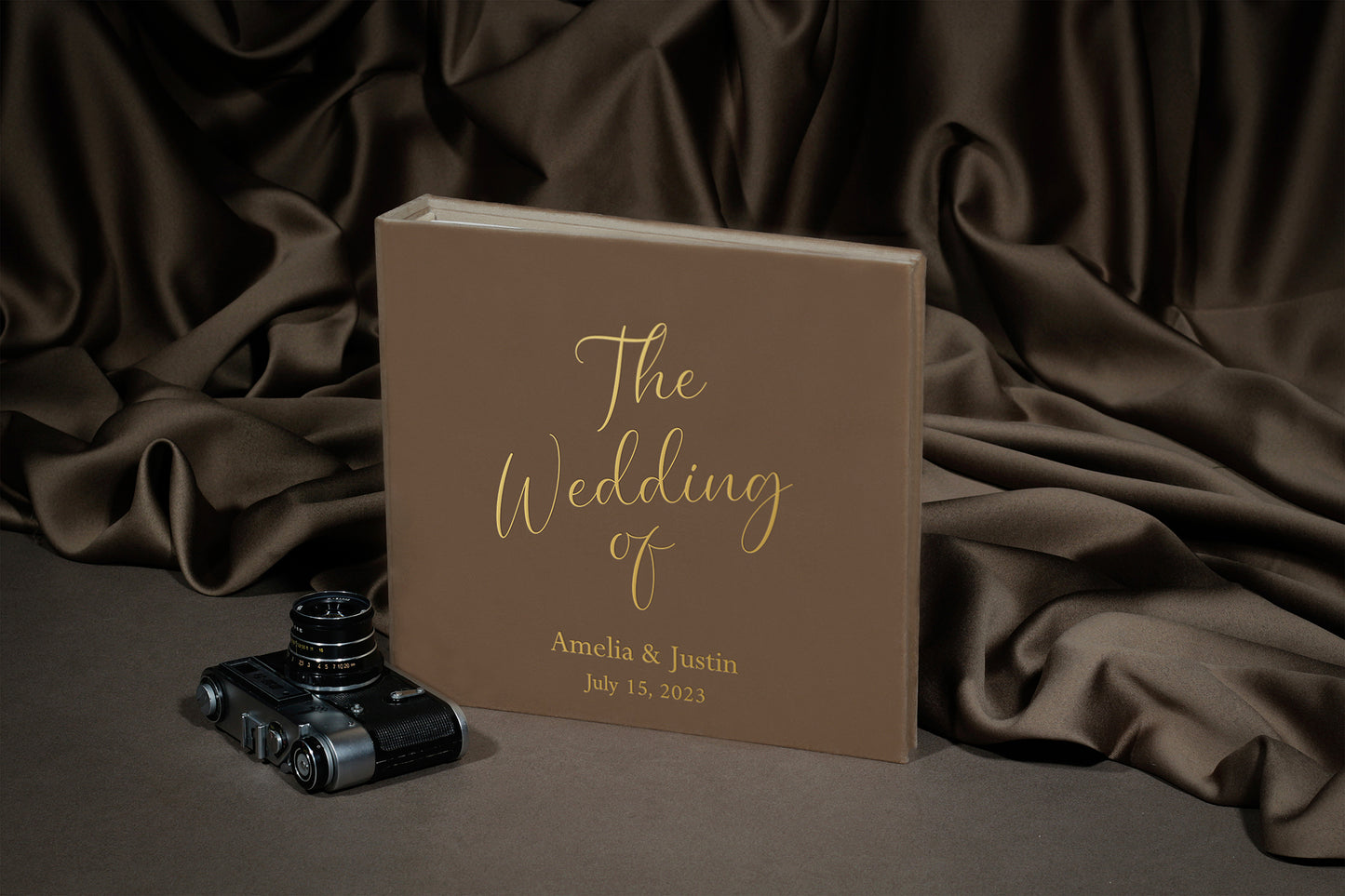 Personalized Wedding Guest Book with Pockets for Instax Mini / Wide / Square, Personalized Photo Book with Golden Writting, Family Album