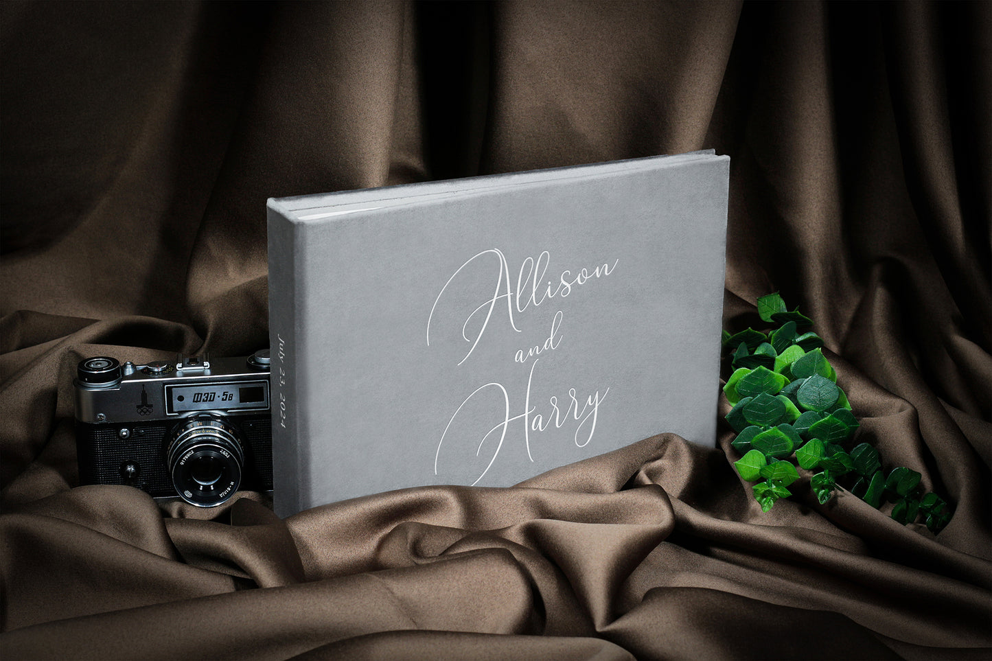 Silver or other color photo album / photo book, personalized Instax album, wedding sign in book, eco suede / velvet scrapbook album