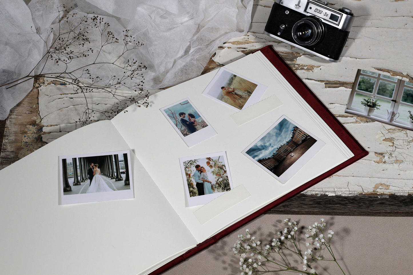 Guest book with personalized cover, wedding photo album, velvet photo book / scrapbook album, Instax photo booth album, custom photo book