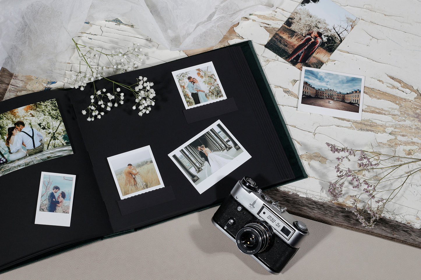 Guest book with personalized cover, wedding photo album, velvet photo book / scrapbook album, Instax photo booth album, custom photo book