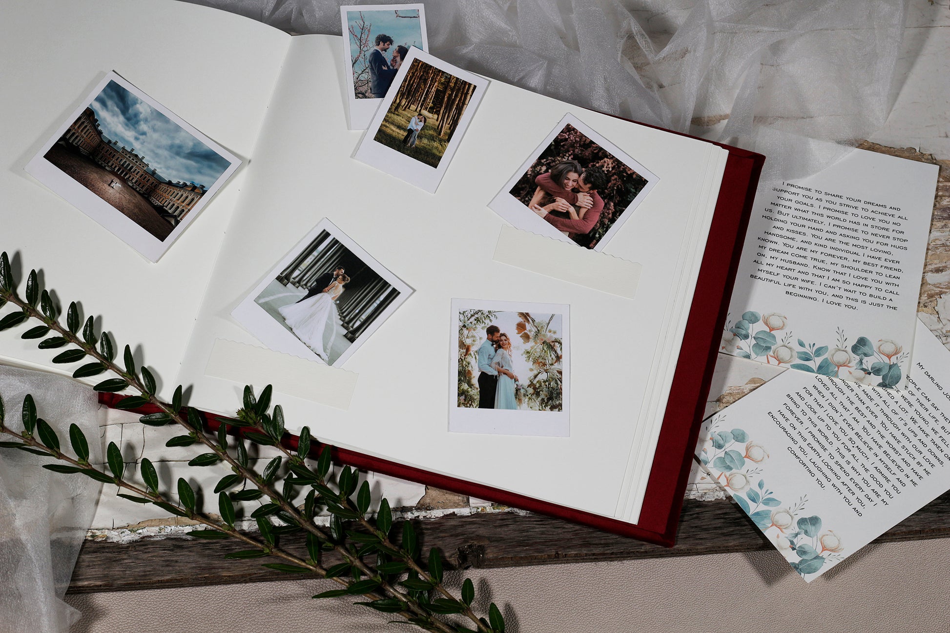 Guest book with personalized cover, wedding photo album, velvet photo book / scrapbook album, Instax photo booth album, custom photo book